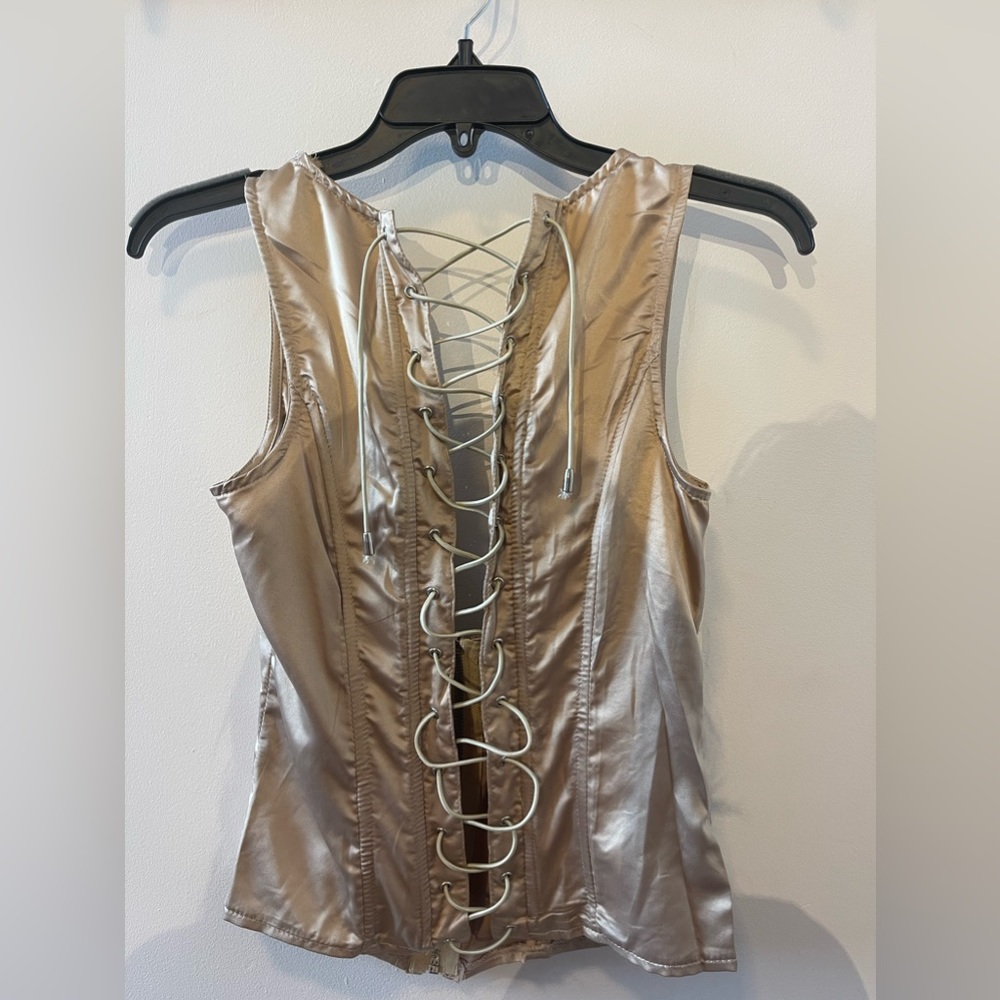 Lace up corset backless top
